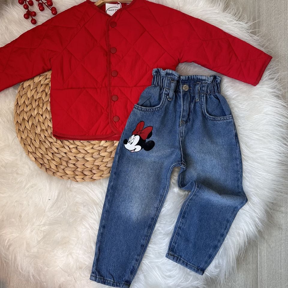 Minnie Baskılı Denim Jean