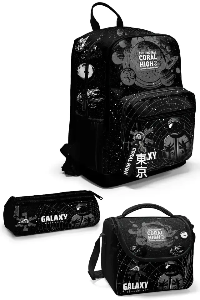 Coral High Siyah Galaxy Desenli 3’lü Okul Çanta Seti SET0123644 Adet