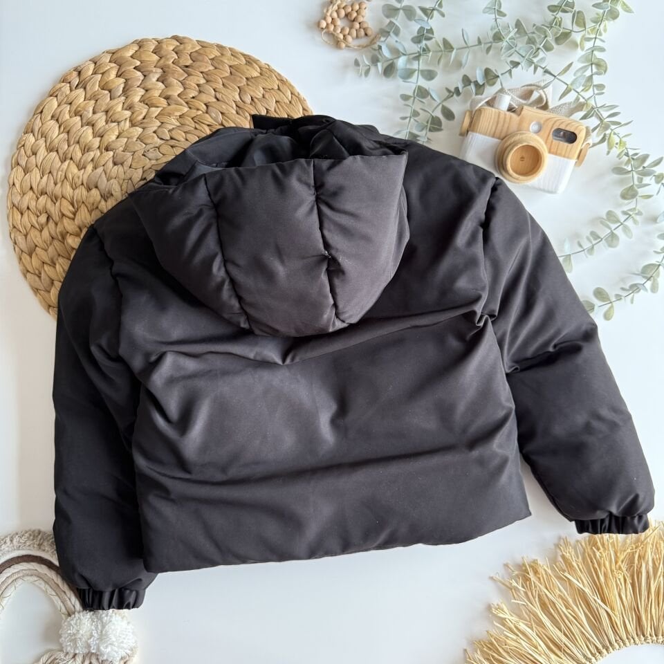 Su Geçirmez Siyah Şişme Mont