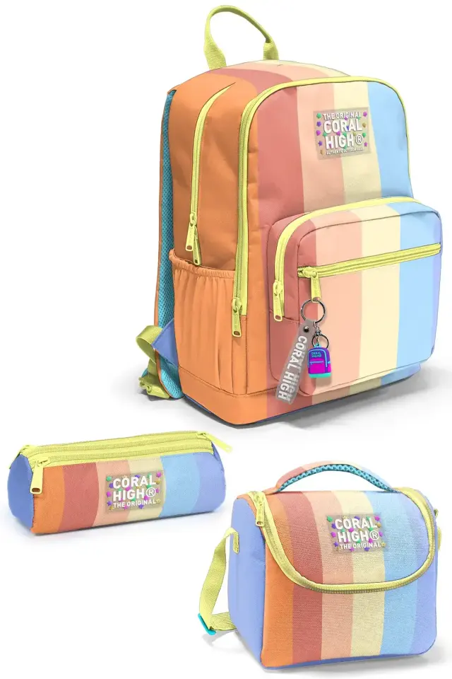 Coral High Renkli Çizgili 3’lü Okul Çanta Seti SET0123680 Adet