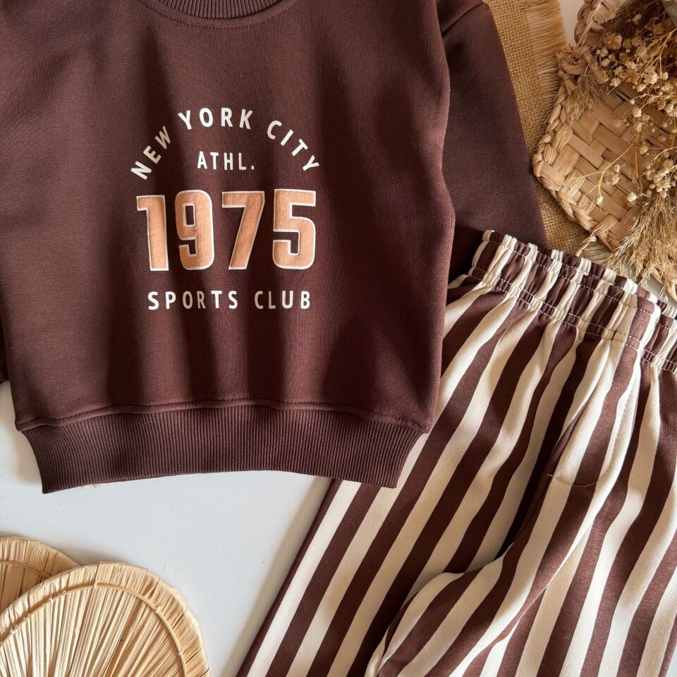 Kahve Çizgili Basic Takım 1-2 YAŞ
