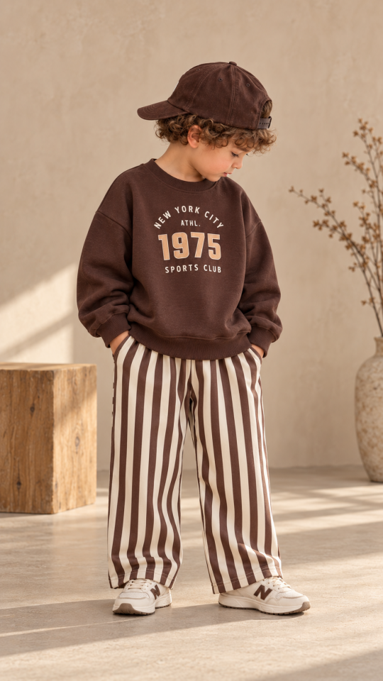 Kahve Çizgili Basic Takım 1-2 YAŞ