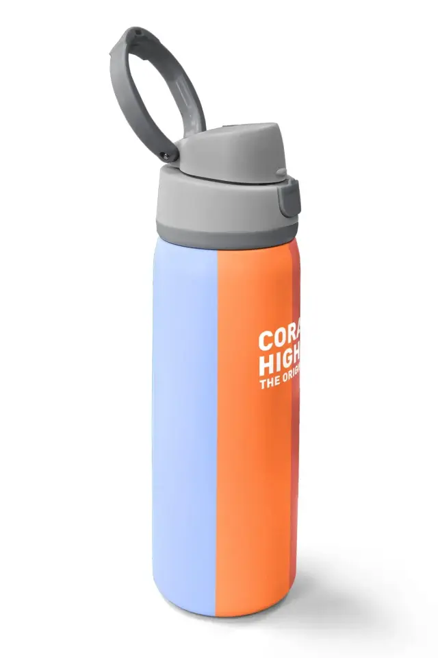 Coral High Kids Renkli Çizgili Desenli Pipetli ve Direkt İçim Çelik Termos 800 ml 38540 Adet