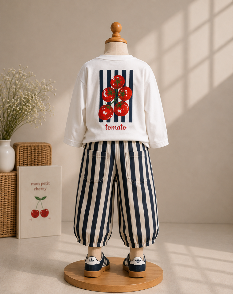 Gabardin Pantolonlu Domatesli Takım 7-8 YAŞ