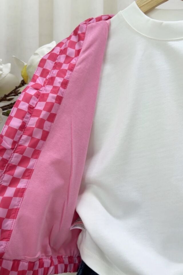 Damalı Pembe Yağmurluk 6-7 YAŞ