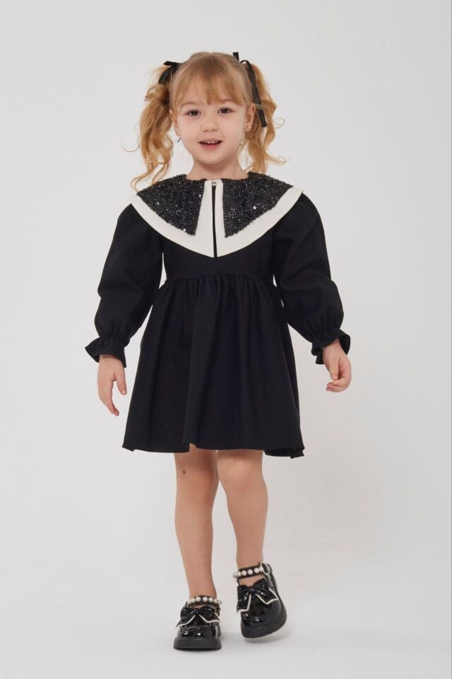 Pull Yaka Siyah Elbise 5-6 YAŞ