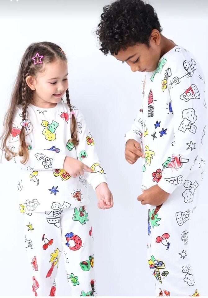 Boyamalı Pijama Takımı •Kalem Hediyeli•