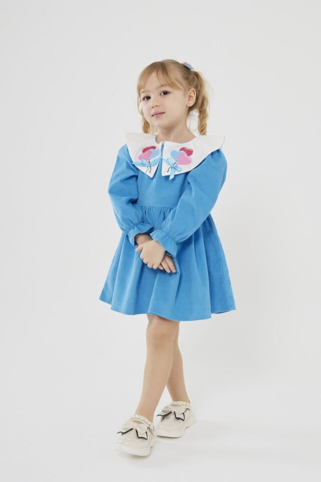 Kalpli Kadife Elbise 3-4 YAŞ