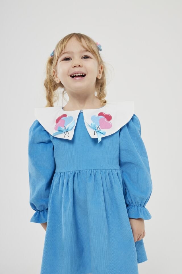 Kalpli Kadife Elbise 3-4 YAŞ