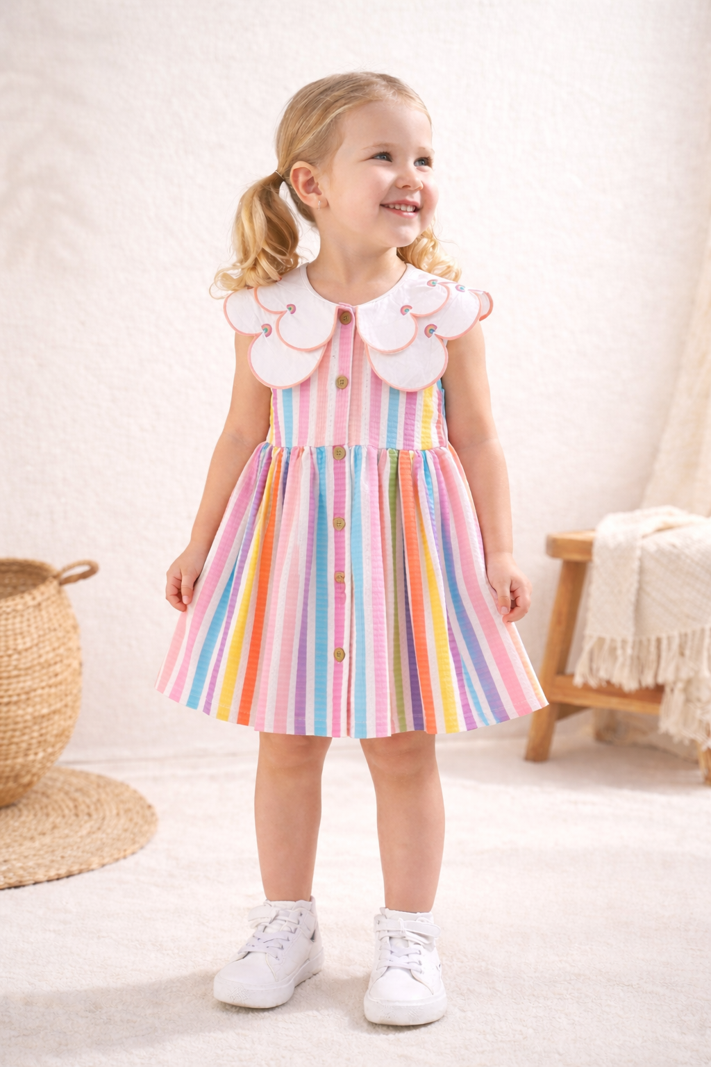 Gökkuşağı Desenli Elbise 2-3 YAŞ