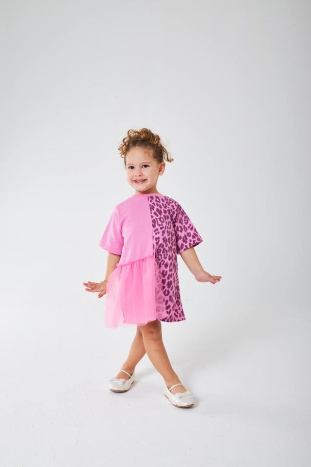 Leopar Pembe Elbise 7-8 YAŞ