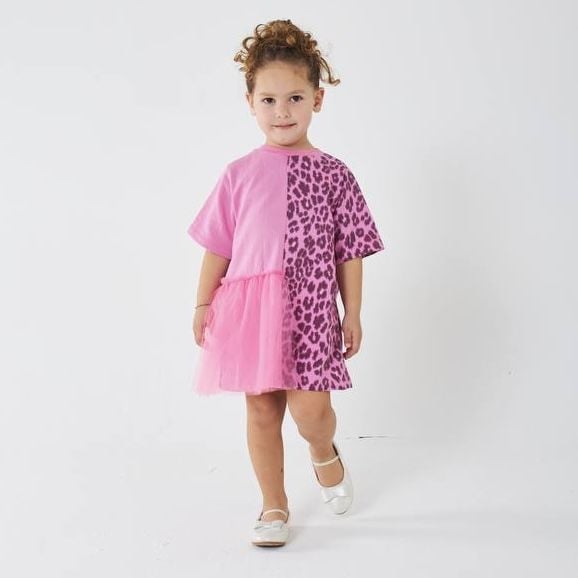 Leopar Pembe Elbise 3-4 YAŞ