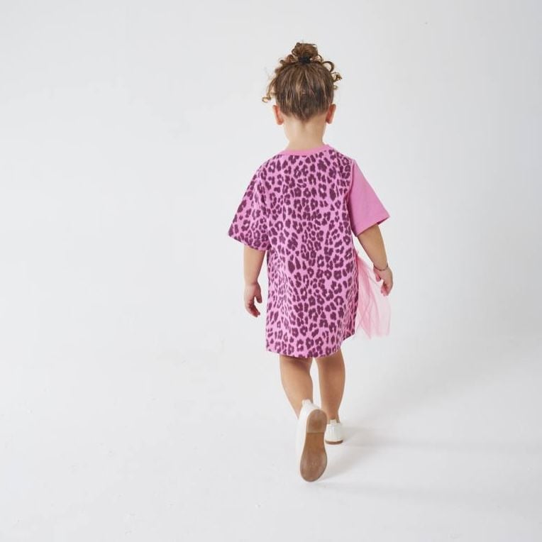 Leopar Pembe Elbise 3-4 YAŞ