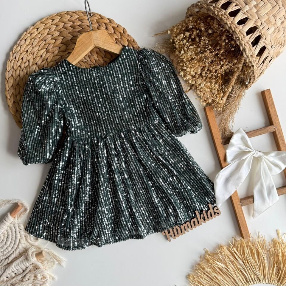 Pull Payet Yesil Elbise 7-8 YAŞ