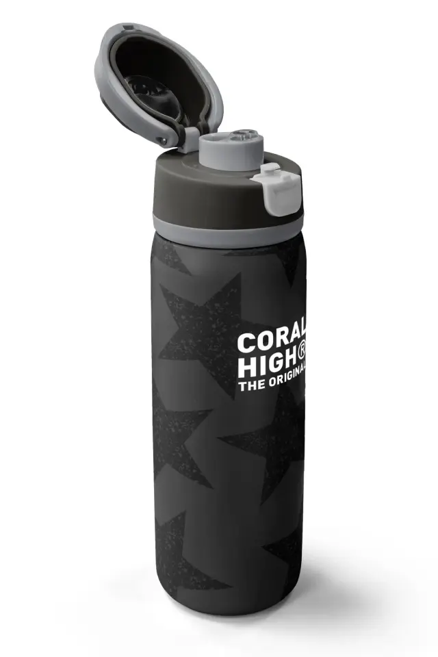 Coral High Siyah Gri Yıldız Desenli Pipetli ve Direkt İçim Çelik Termos 800 ml 38515 Adet