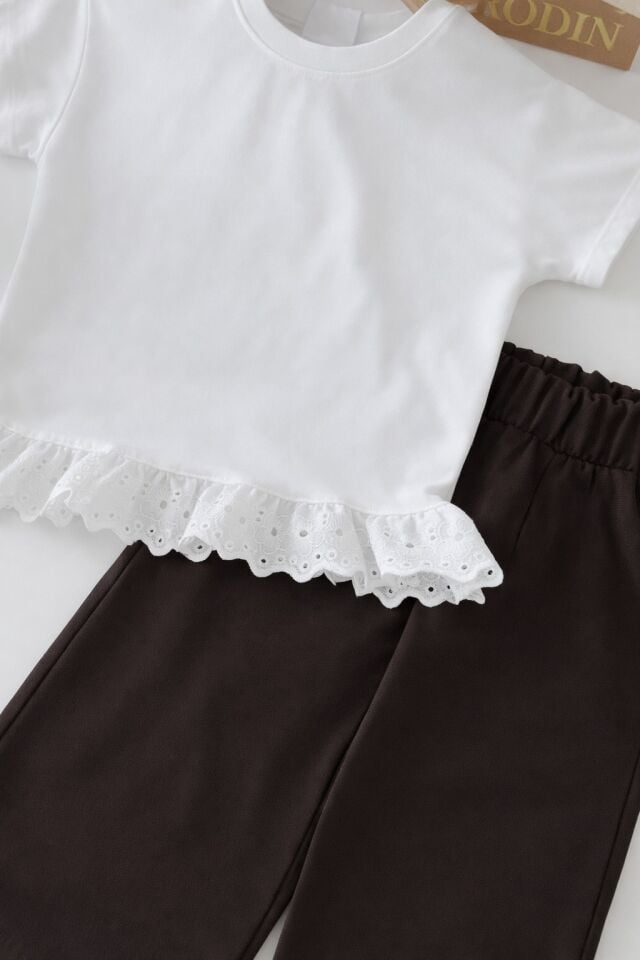 Kahve Müslin Pantolonlu Takım 9-10 YAŞ
