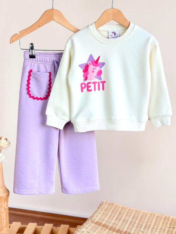 Unicorn Lila Petit Baskılı Takım 7-8 YAŞ