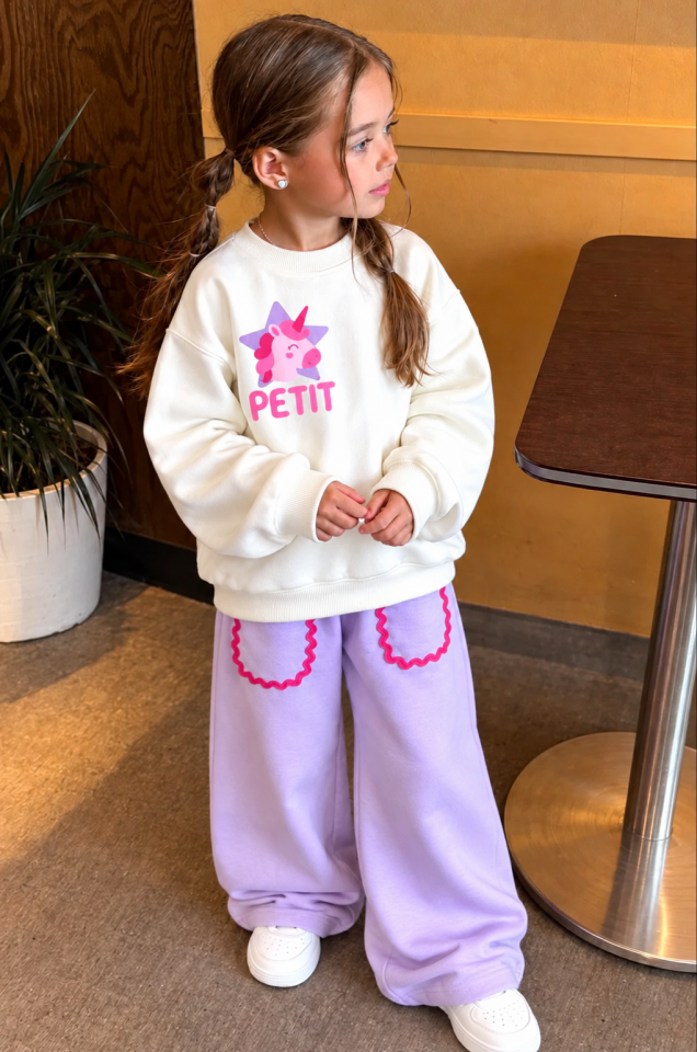 Unicorn Lila Petit Baskılı Takım 7-8 YAŞ