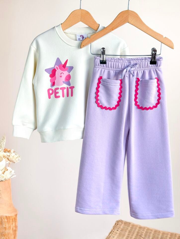 Unicorn Lila Petit Baskılı Takım 5-6 YAŞ