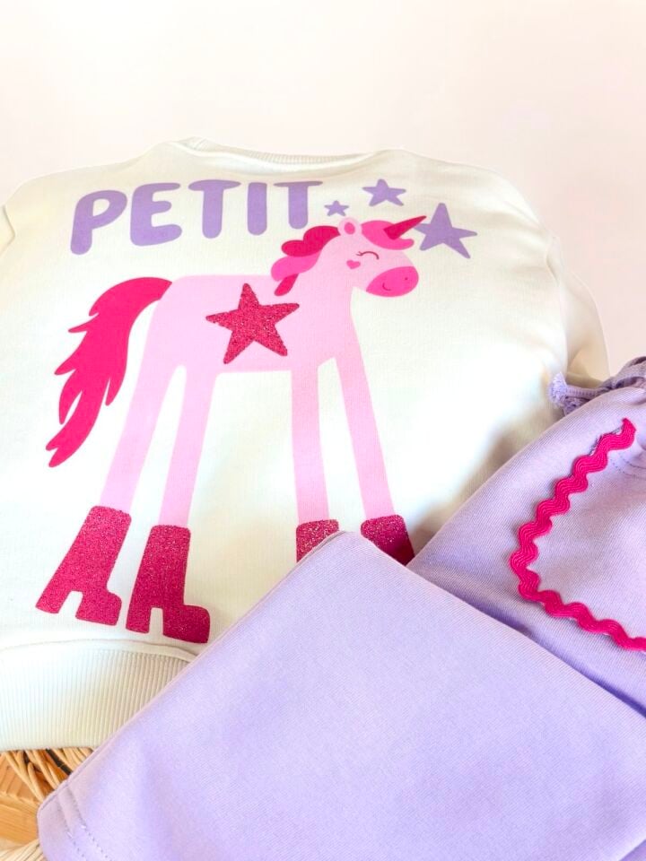 Unicorn Lila Petit Baskılı Takım 5-6 YAŞ