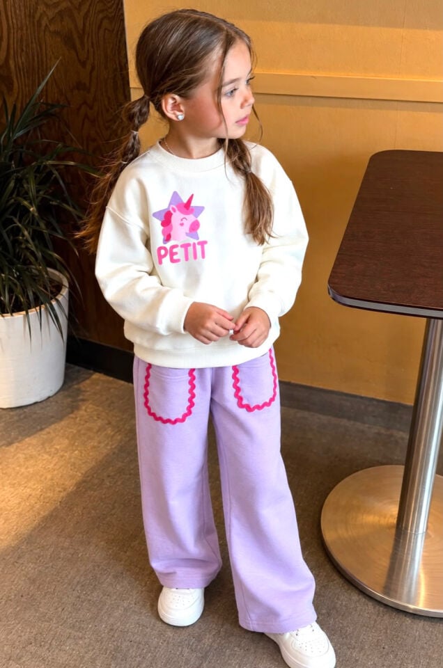 Unicorn Lila Petit Baskılı Takım 7-8 YAŞ
