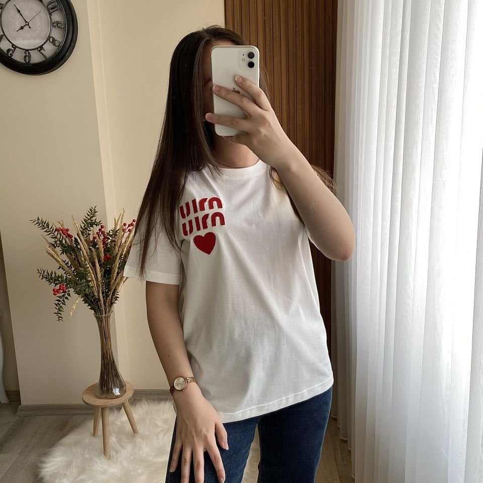 Mıu Mıu Kalp Detaylı Tshirt