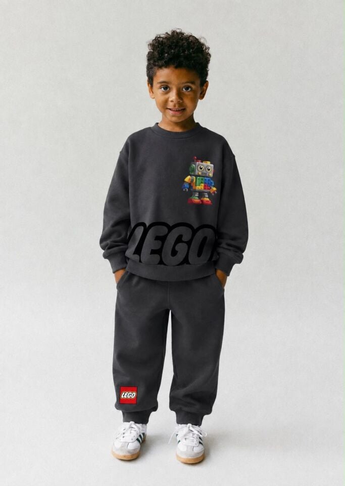 Lego Baskılı Antrasit Takım 7-8 YAŞ