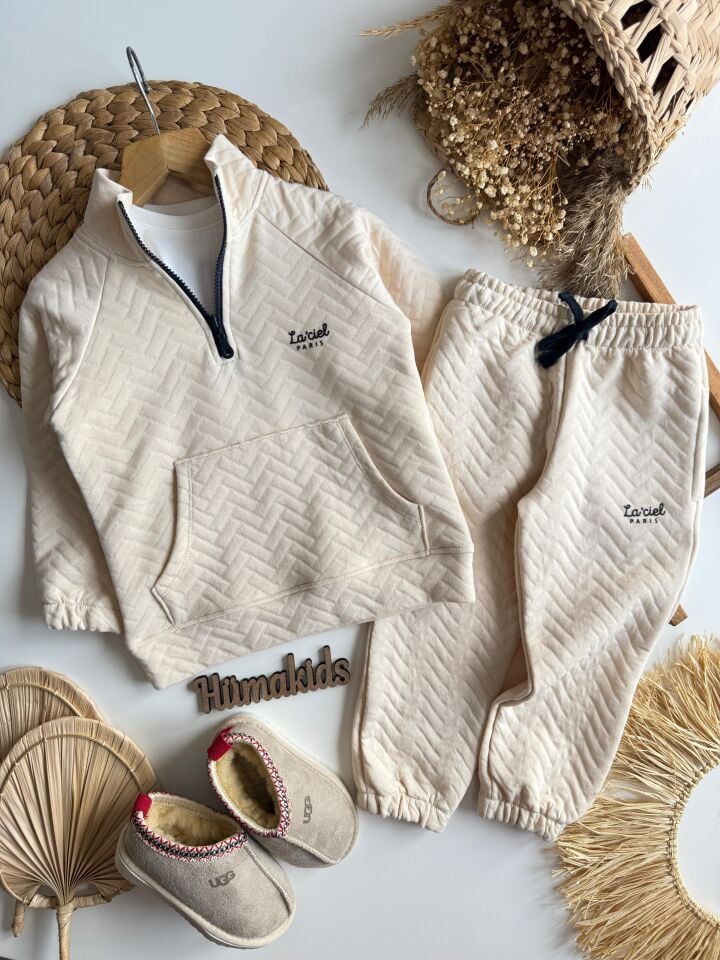 Dik Yaka Kapitone Krem Takım 5-6 YAŞ