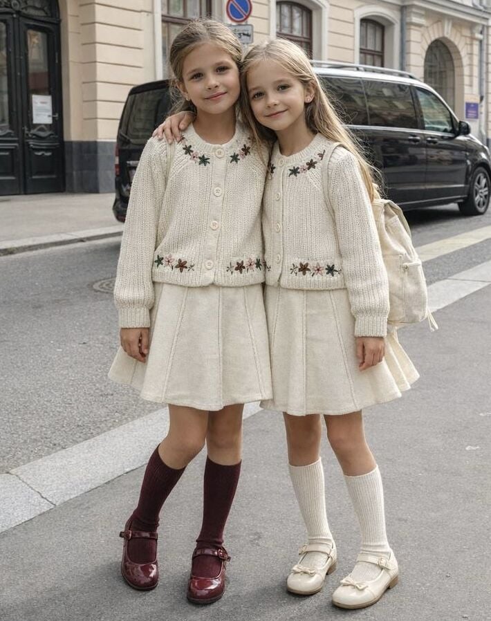 Triko Yakası Çicekli Takım 4-5 YAŞ