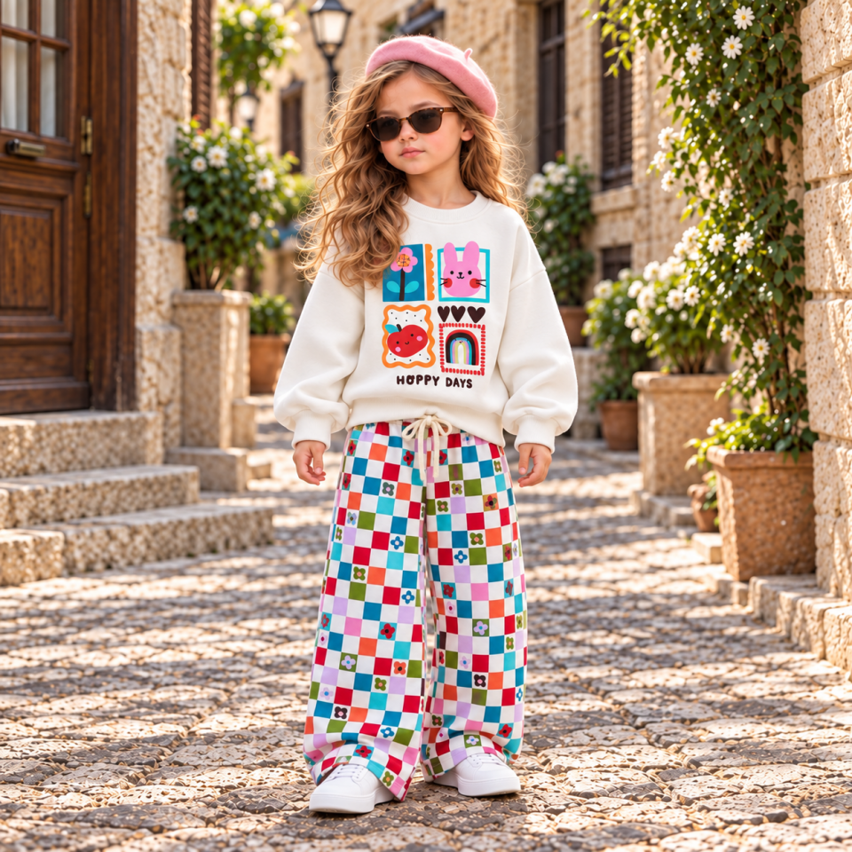 Dama Desenli Kız Takım 5-6 YAŞ