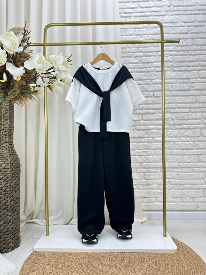 Oysho Kumaş Şal Bağlamalı Siyah Takım 12-13 Yaş