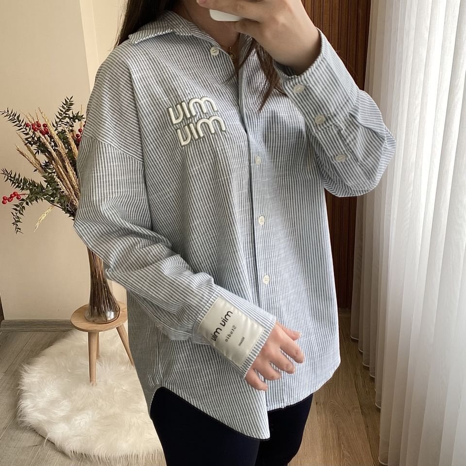 Çizgili Yeşil Gömlek M