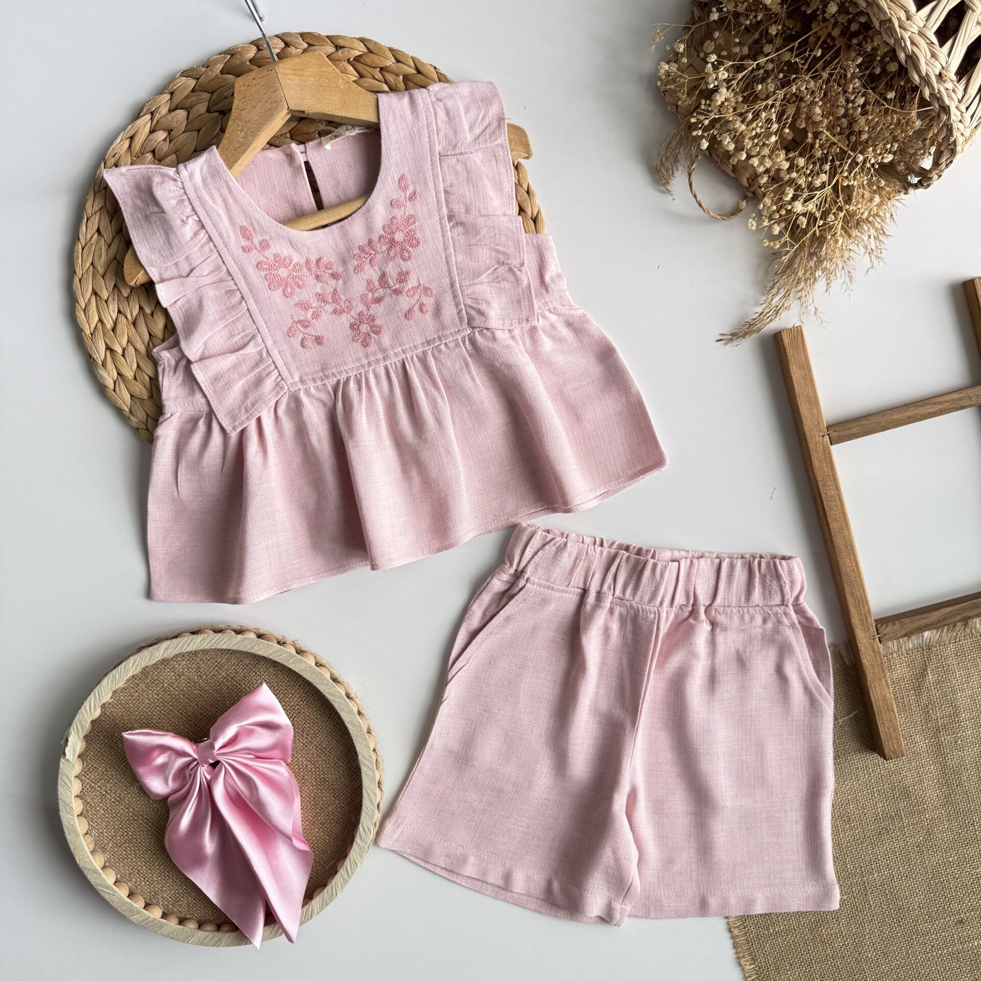 Keten Pembe Şortlu Takım 2-3 YAŞ