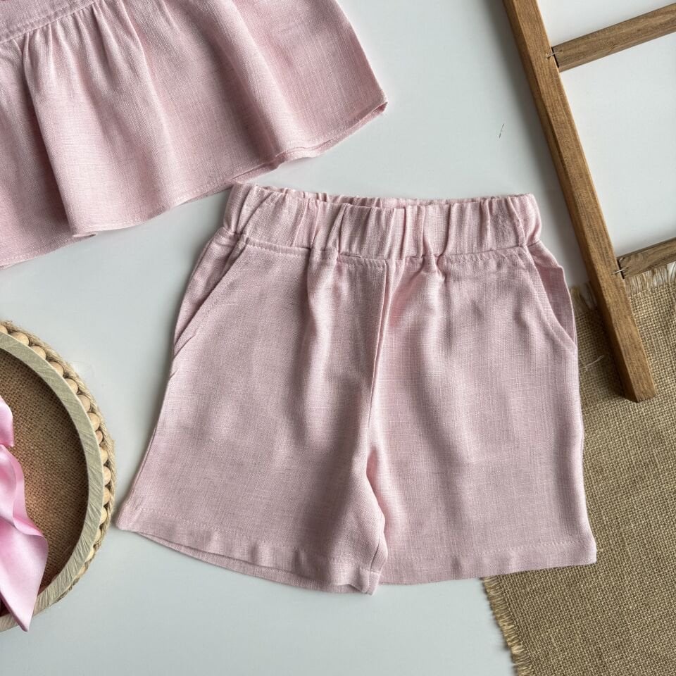 Keten Pembe Şortlu Takım 6-7 YAŞ
