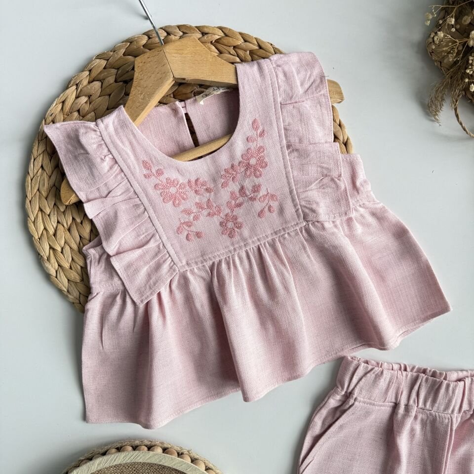 Keten Pembe Şortlu Takım 2-3 YAŞ