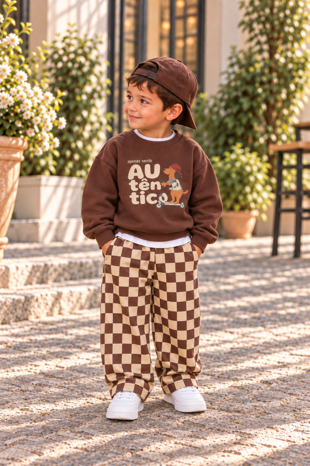 Dama Desenli Kahve Takım 7-8 YAŞ