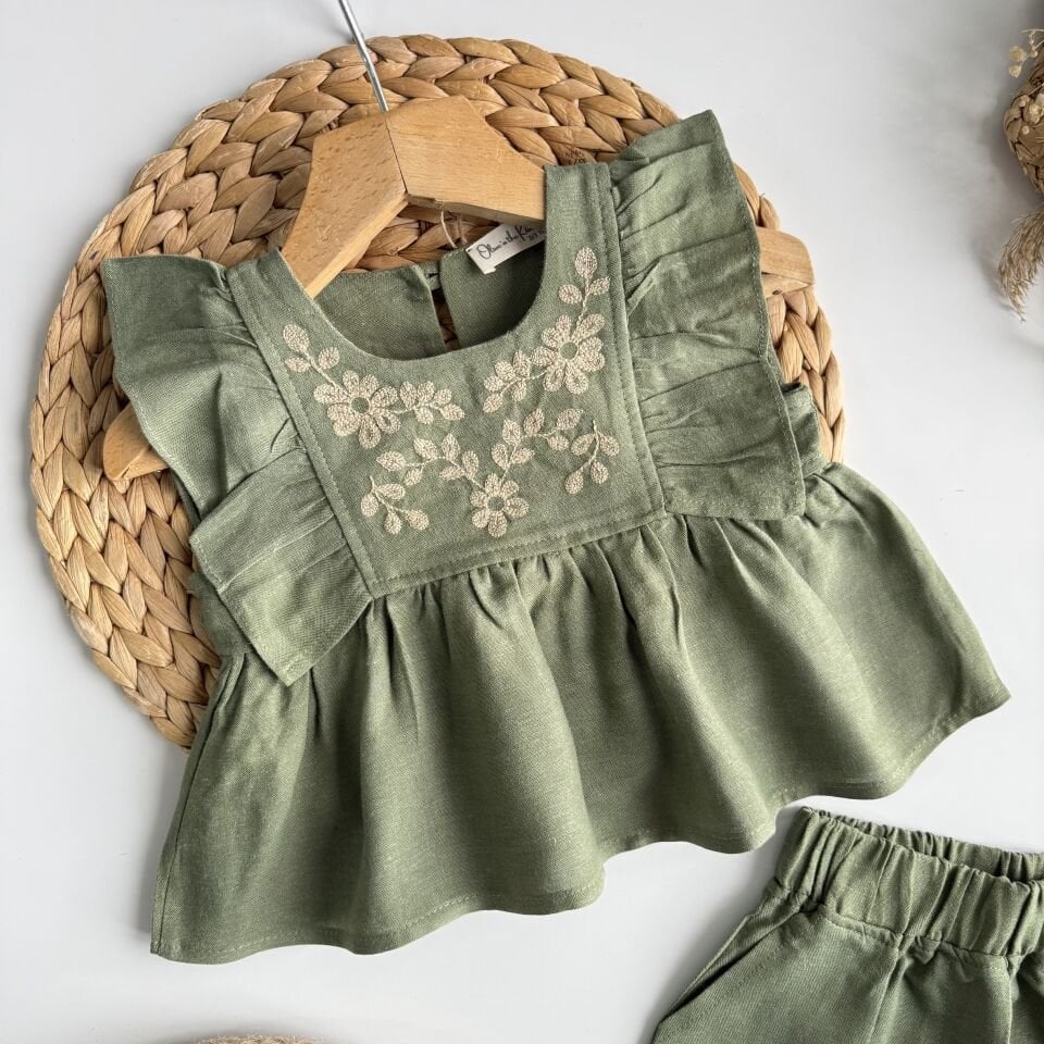 Keten Yesil Şortlu Takım 4-5 YAŞ