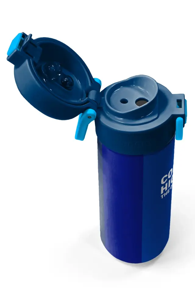 Coral High Kids Renkli Çizgili Desenli Pipetli ve Direkt İçim Çelik Termos 500 ml 31895 Adet