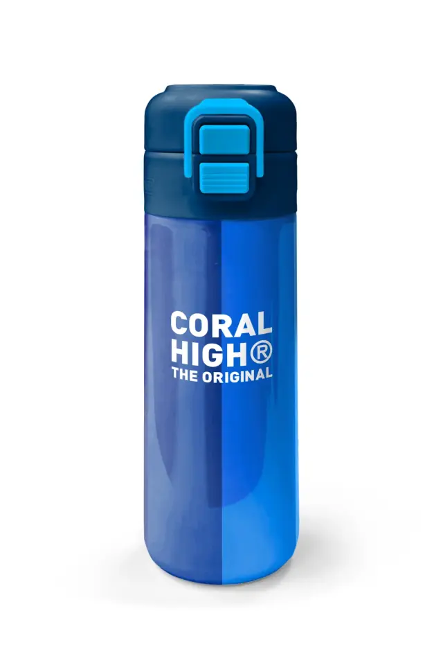 Coral High Kids Renkli Çizgili Desenli Pipetli ve Direkt İçim Çelik Termos 500 ml 31895 Adet