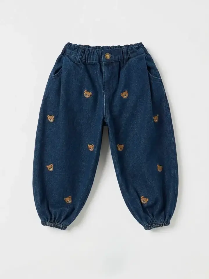 Bear İşlemeli Denim Pantolon 6-7 YAŞ