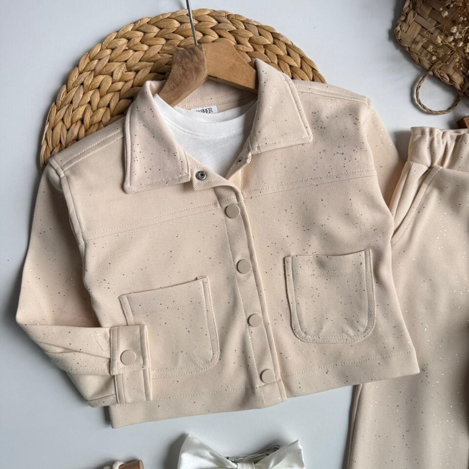 Simli Krem Fiyonklu Takım 7-8 YAŞ