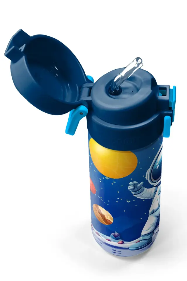 Coral High Kids Lacivert Astronot Desenli Pipetli ve Direkt İçim Çelik Termos 500 ml 38134 Adet