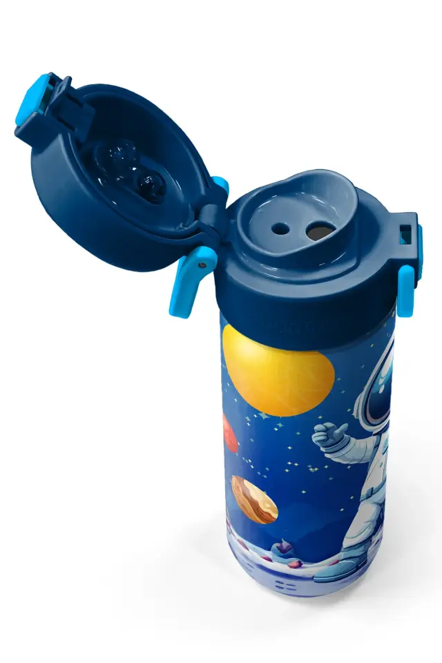 Coral High Kids Lacivert Astronot Desenli Pipetli ve Direkt İçim Çelik Termos 500 ml 38134 Adet