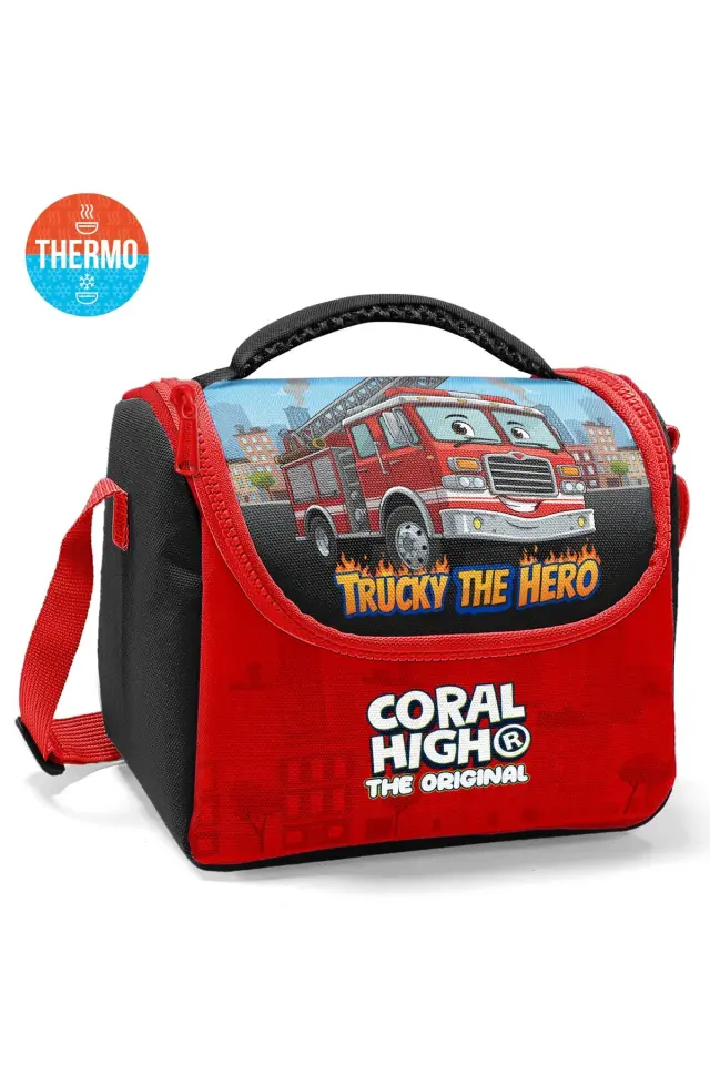 CORAL HİGH Minik Yuva Sırt Çantası Kırmızı Mavi İtfafiye Desenli İki Bölmeli Adet