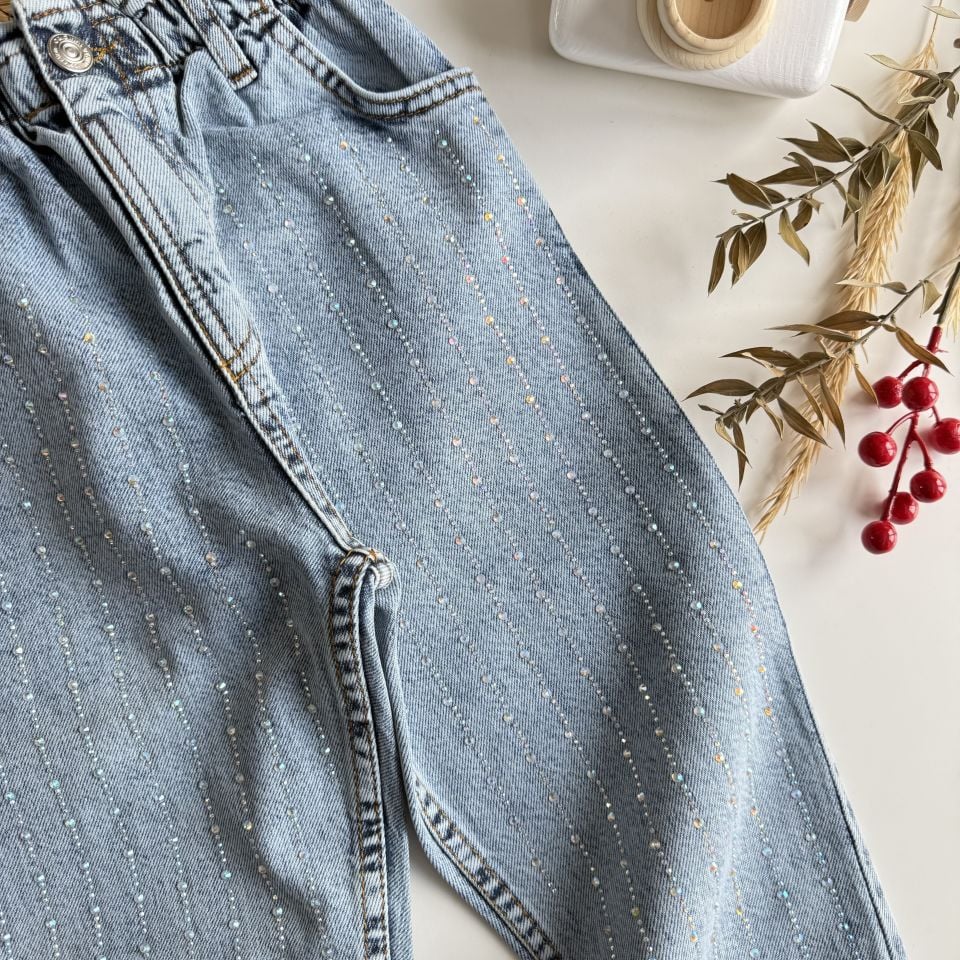 Taşlı Denim Jean