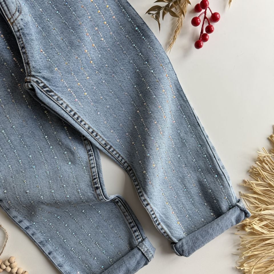 Taşlı Denim Jean