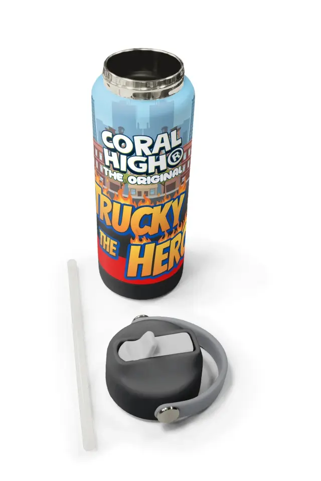 Coral High Kırmızı İtfaiye Desenli Katlanır Ağızlıklı Çelik Termos 650 ml 38345 Adet