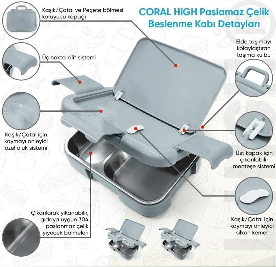 Coral High Kids Kırmızı İtfaiye Desenli Paslanmaz Çelik Beslenme Kabı 39163 Adet