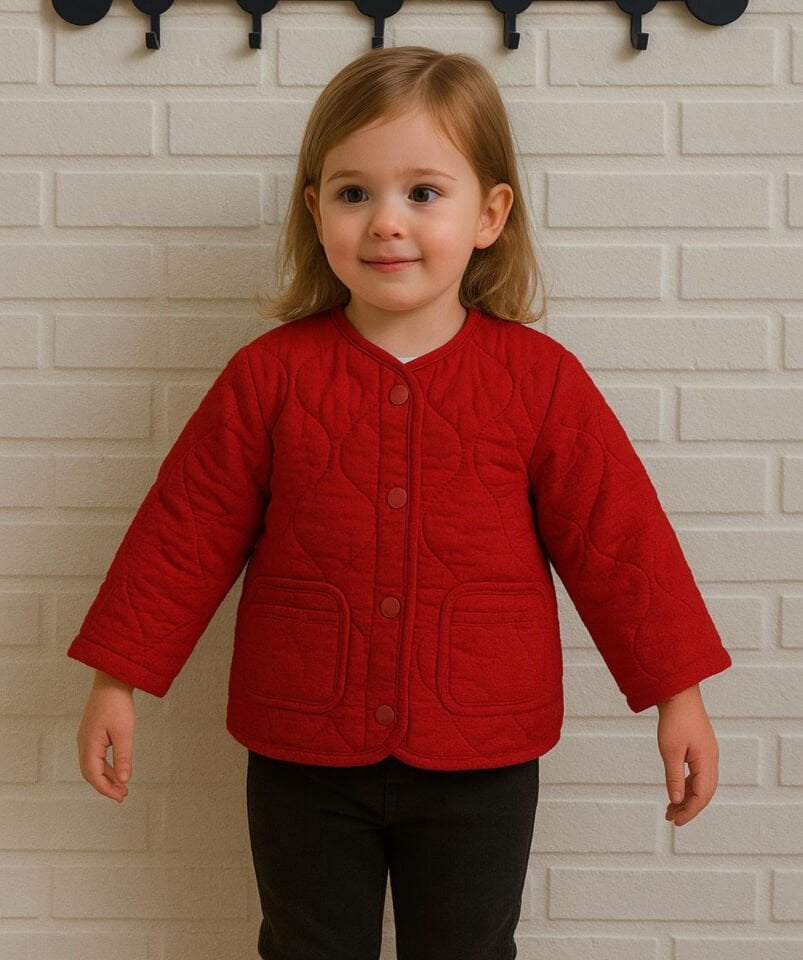 Kapitone Kırmızı Mont 4-5 YAŞ