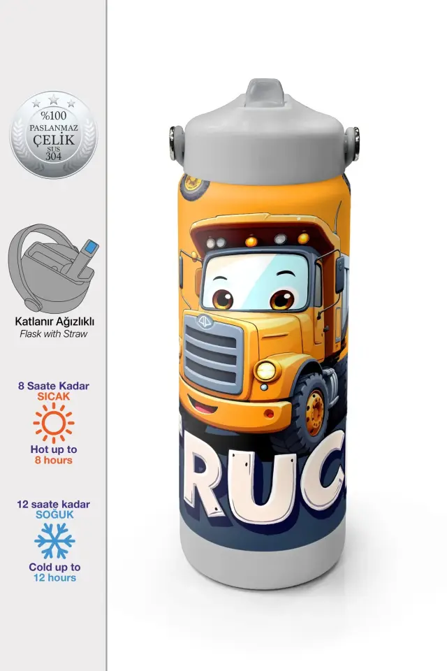 Coral High Truck Desenli Katlanır Ağızlıklı Çelik Termos 650 ml 38343 Adet